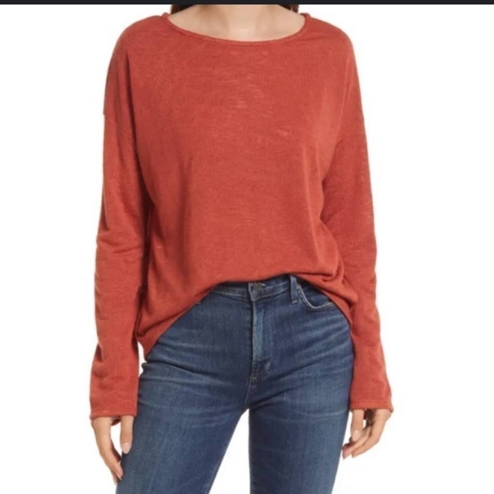 NWT Treasure & Bond Structured Knit Tunic Top In Red Ochre